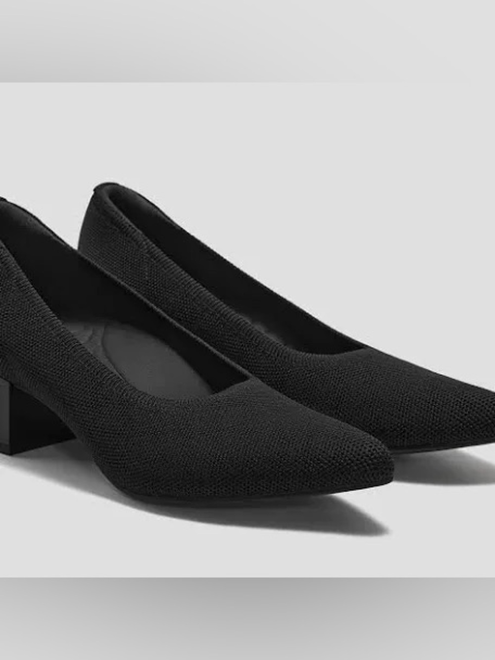 Black block heels vivaia pointed pumps NWOT